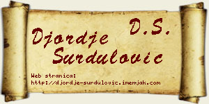 Đorđe Surdulović vizit kartica